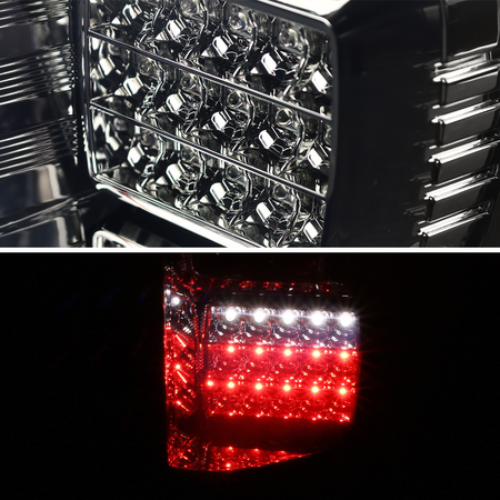 Spec-D Tuning Ford F150 Tail Lights- Chrome Housing With Smoke Red Lens 18-20 LT-F15018RGLED-TM